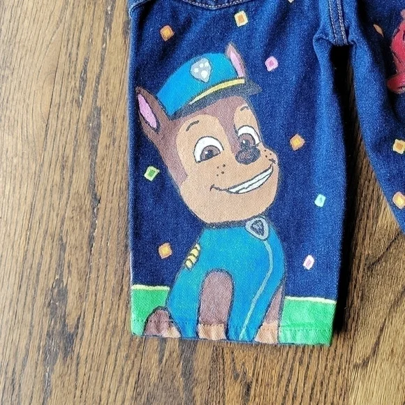 Levi's Jean Overall Paw Patrol Fabric Paint Denim Custom Toddler sz.2-5T Unisex - Picture 9 of 16